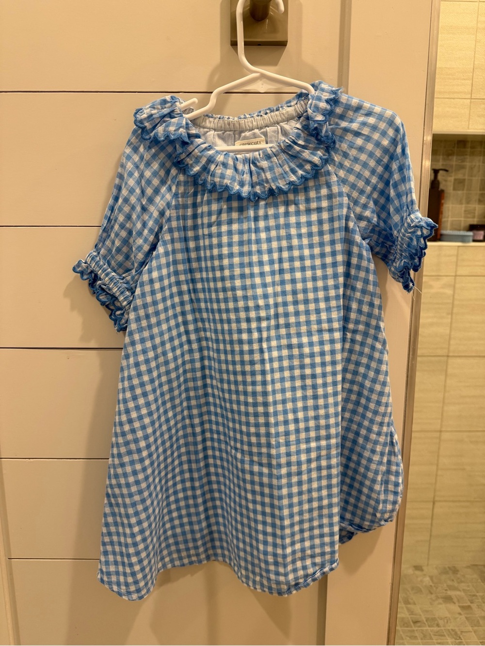 Crewcuts Blue and White Gingham Ruffle Collar Dress